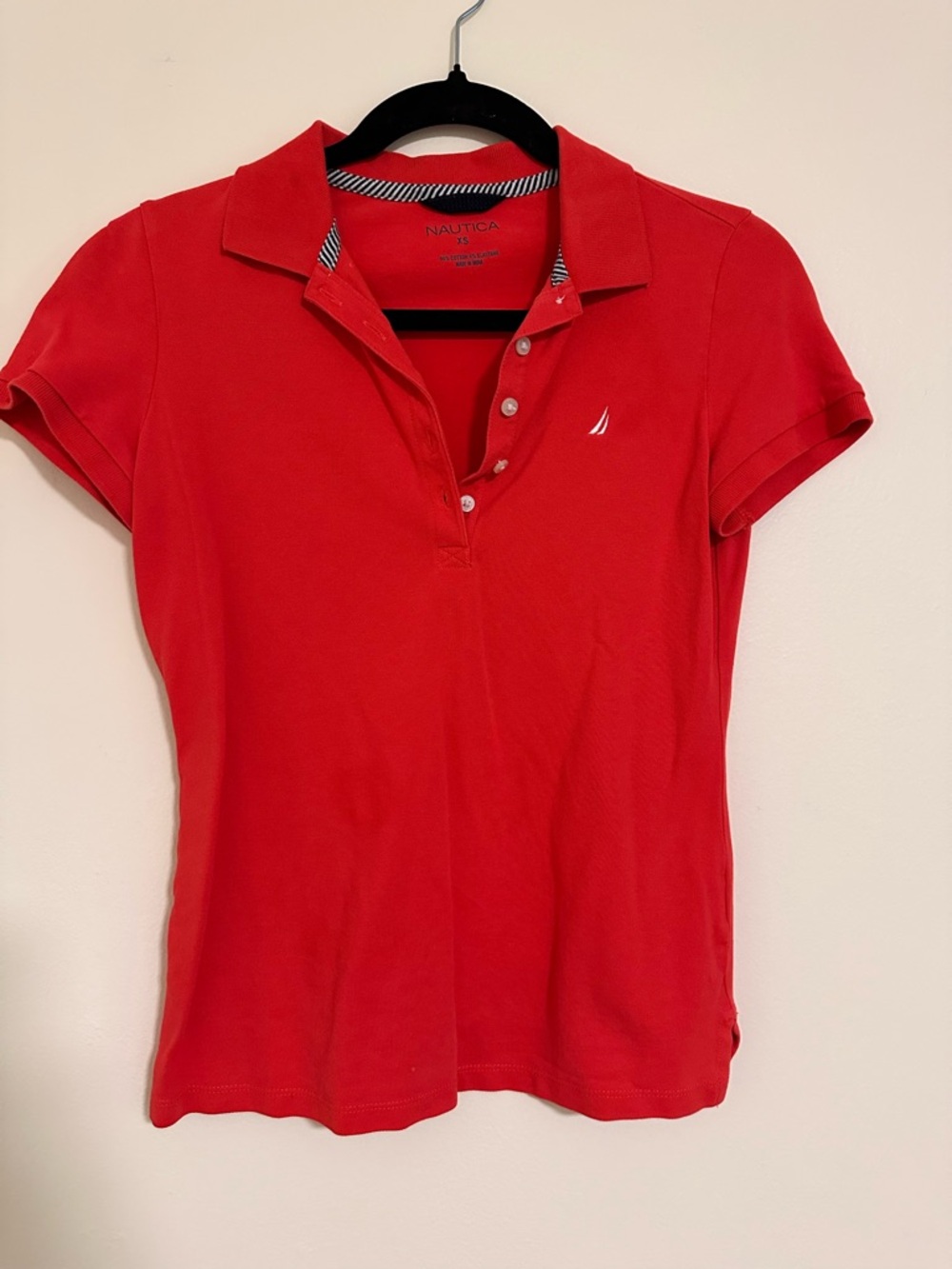 Nautica Women's Bright Red Button-Down Polo